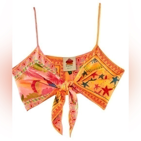 Farm Rio Mixed Scarves Top - Picture 1 of 3